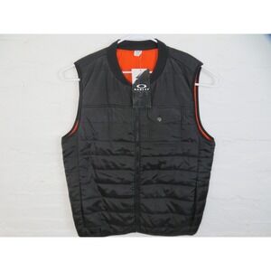 Oakley Vest Mens Large Jet Black Escort Insulated Quilted Full Zip Pockets